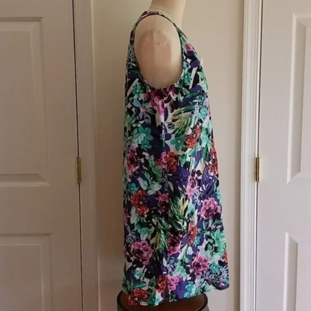 Floral Linen Dress C & C California Sleeveless HALTER Women's WOMAN'S Size 5